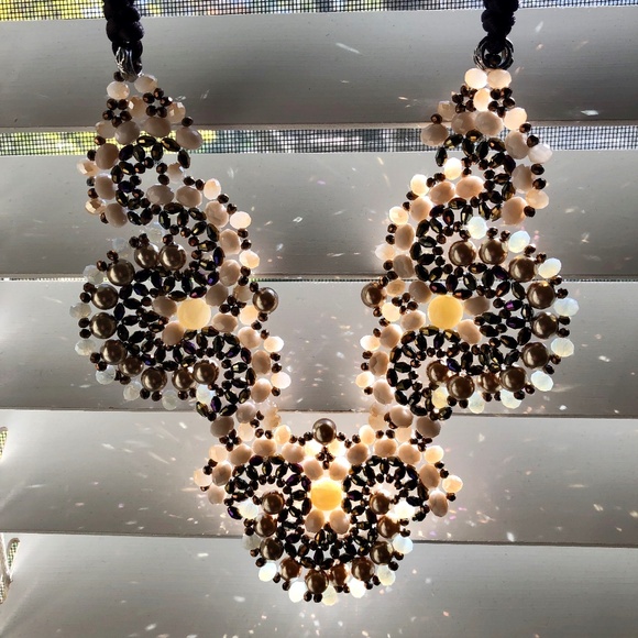 Beaded & Silk Woven Cord Necklace by Rush Denis & Charles - Picture 1 of 11